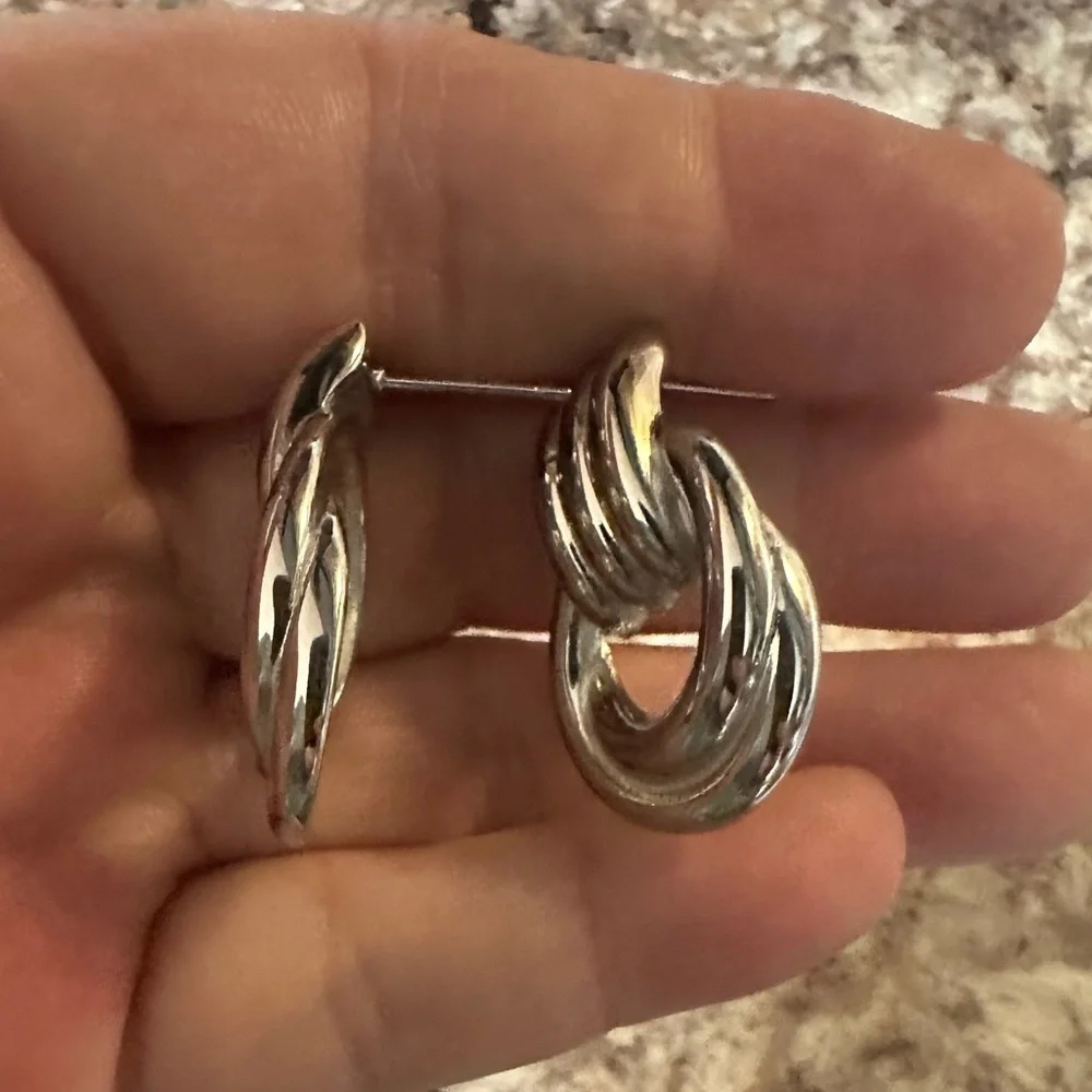 NEW Anthropologie Silver Mini Knot Earrings